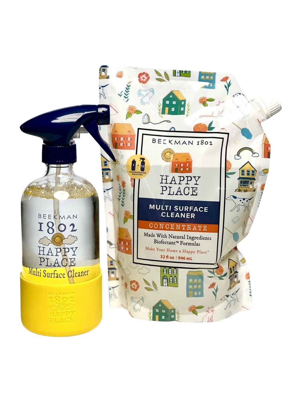 NEW Beekman Happy Place 32 oz Multi Surface Concentrate & Bottle Cleaning Set